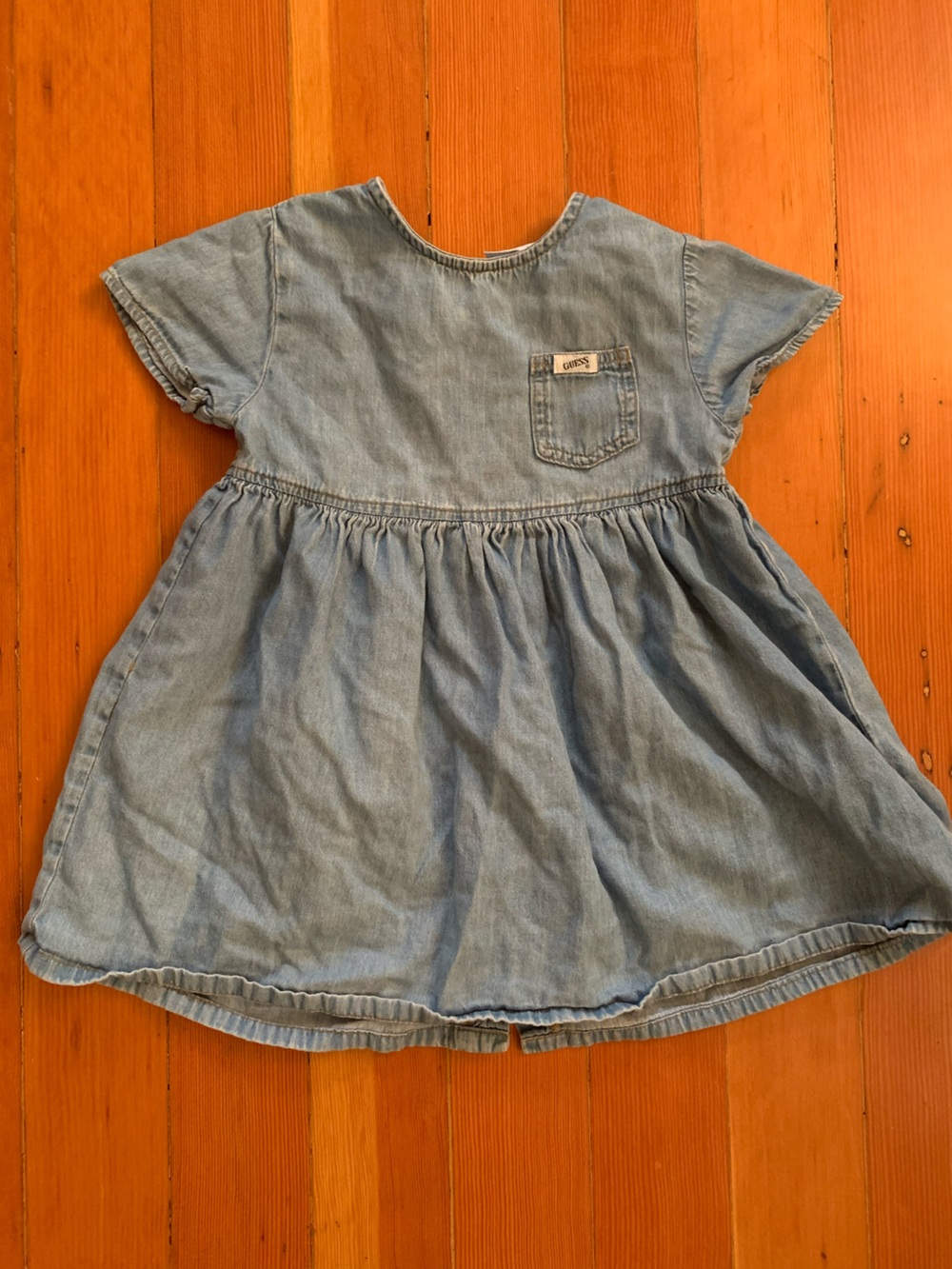 Vintage Guess Light Blue Denim Girls' Gathered Skirt Dress